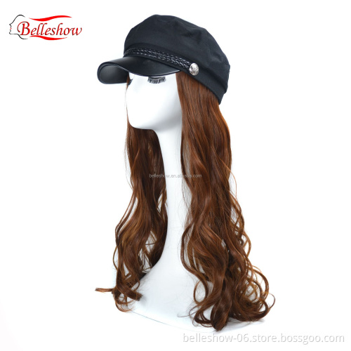 Hot sell cheap wholesale  fashion girl black curly wig cap Long curly hair hat wig long curly hair Navy hat wig cap